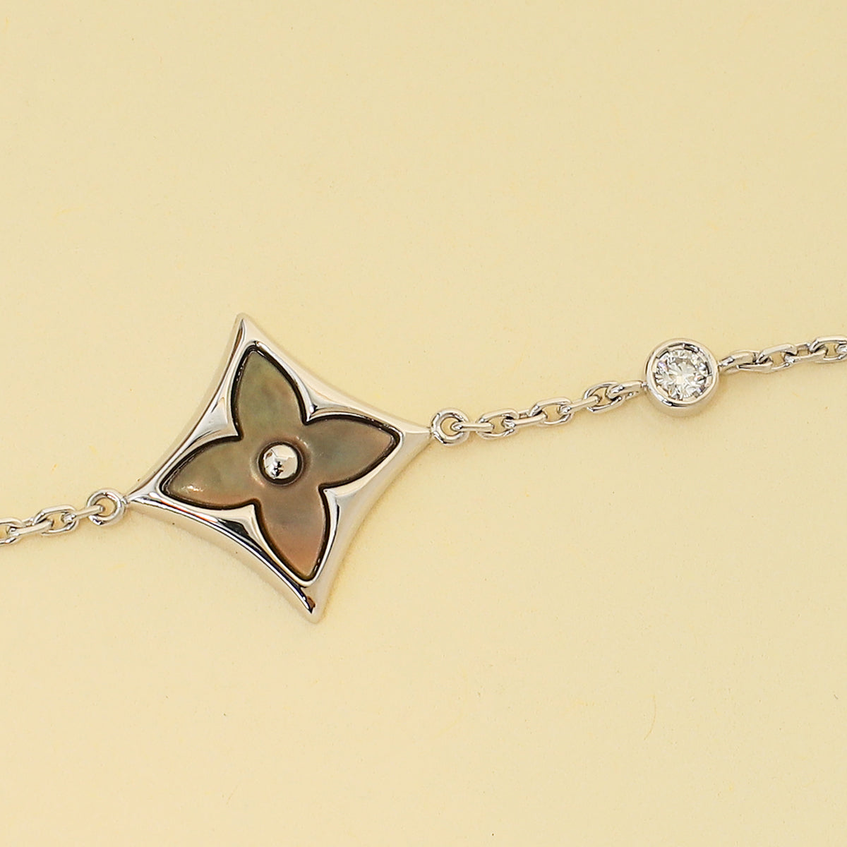 Louis Vuitton 18K White Gold Color Blossom BB Star Grey MOP Diamond Bracelet