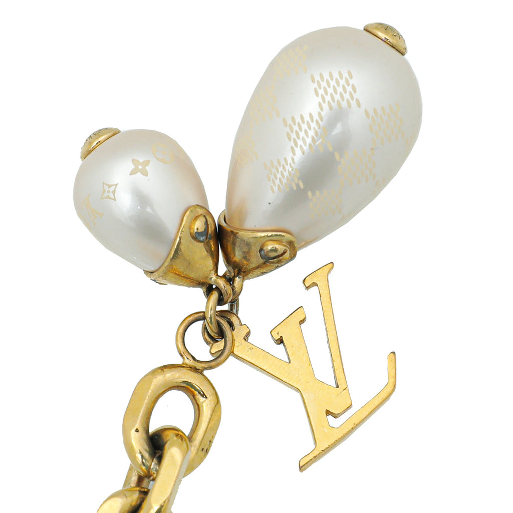 Louis Vuitton Gold Finish Damier Perle Pearl Bracelet