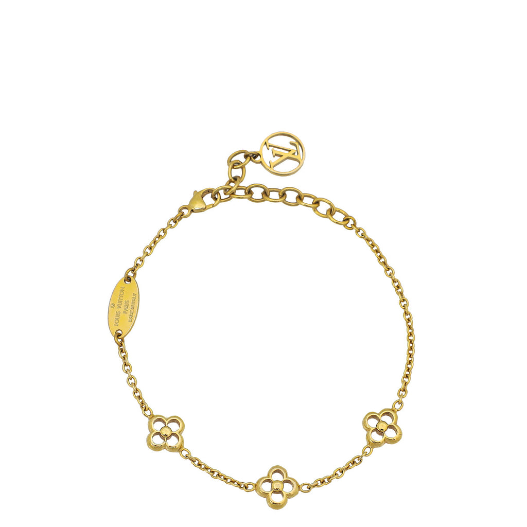 Louis Vuitton Gold Tone Flower Full Bracelet