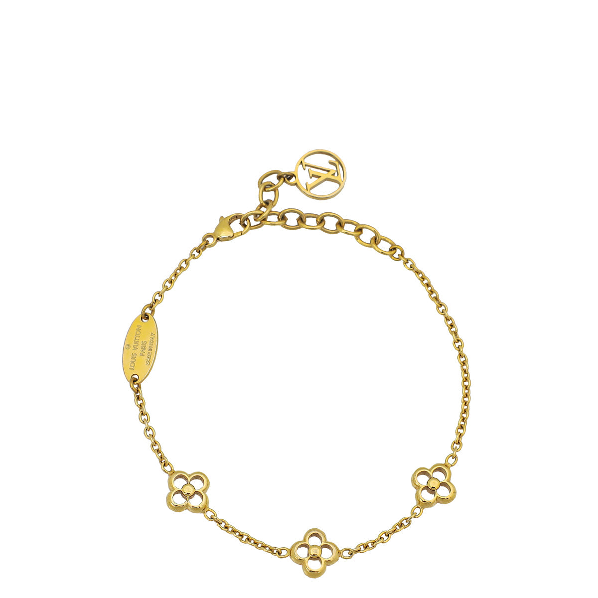 Louis Vuitton Gold Tone Flower Full Bracelet