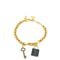 Louis Vuitton Black Crystal Key Padlock Chain Bracelet