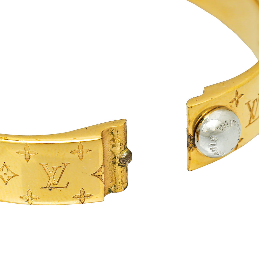 Louis Vuitton Gold Nanogram Small Cuff Bracelet