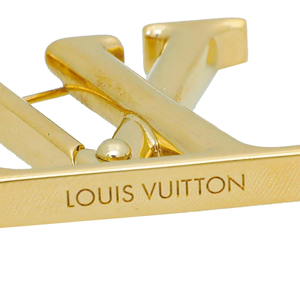 Louis Vuitton Gold Tone Macro LV Earrings