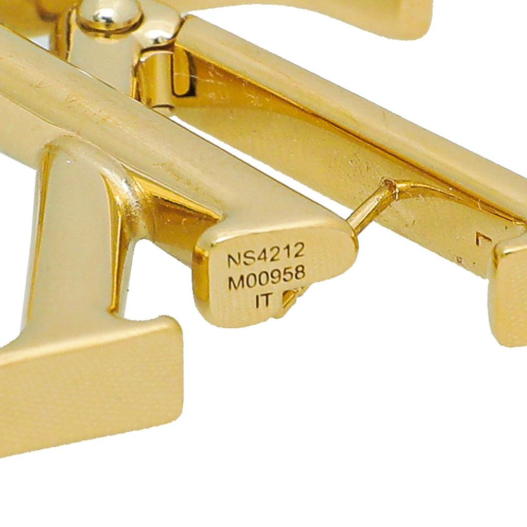 Louis Vuitton Gold Tone Macro LV Earrings