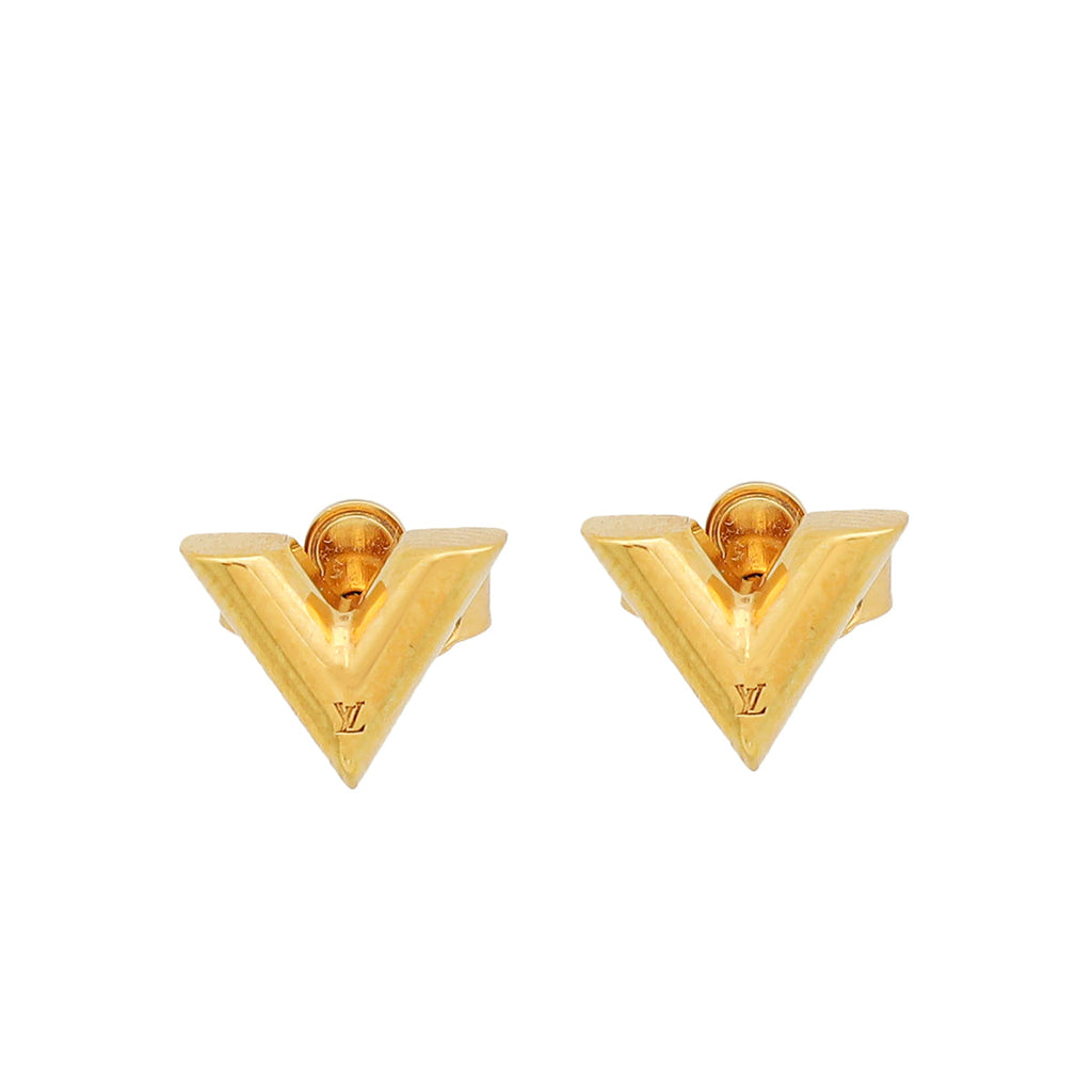 Louis Vuitton Gold Essential V Stud Earrings