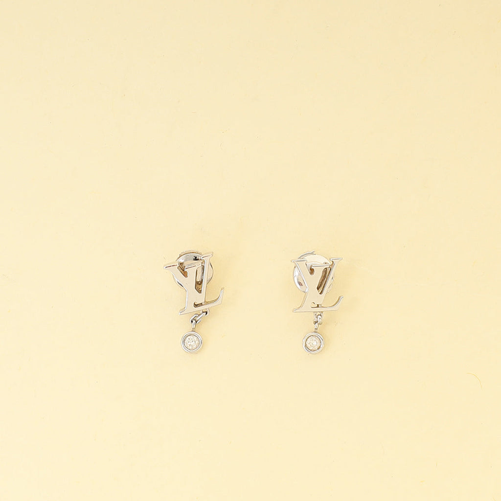 Louis Vuitton 18K White Gold Diamond Idylle Blossom LV Stud Earrings
