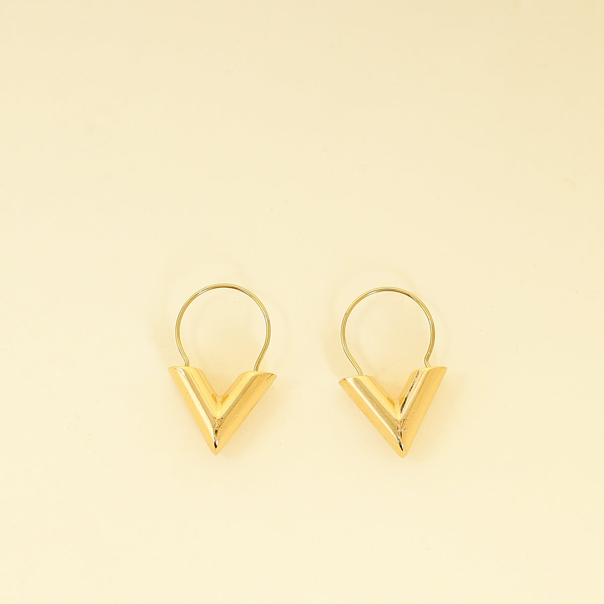Louis Vuitton Gold Finish Essential V Hoops Earrings