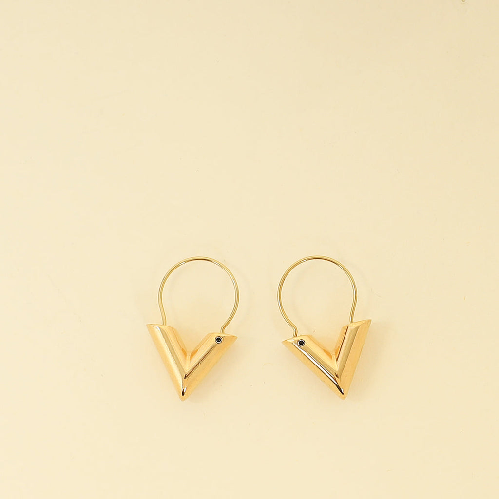 Louis Vuitton Gold Finish Essential V Hoops Earrings