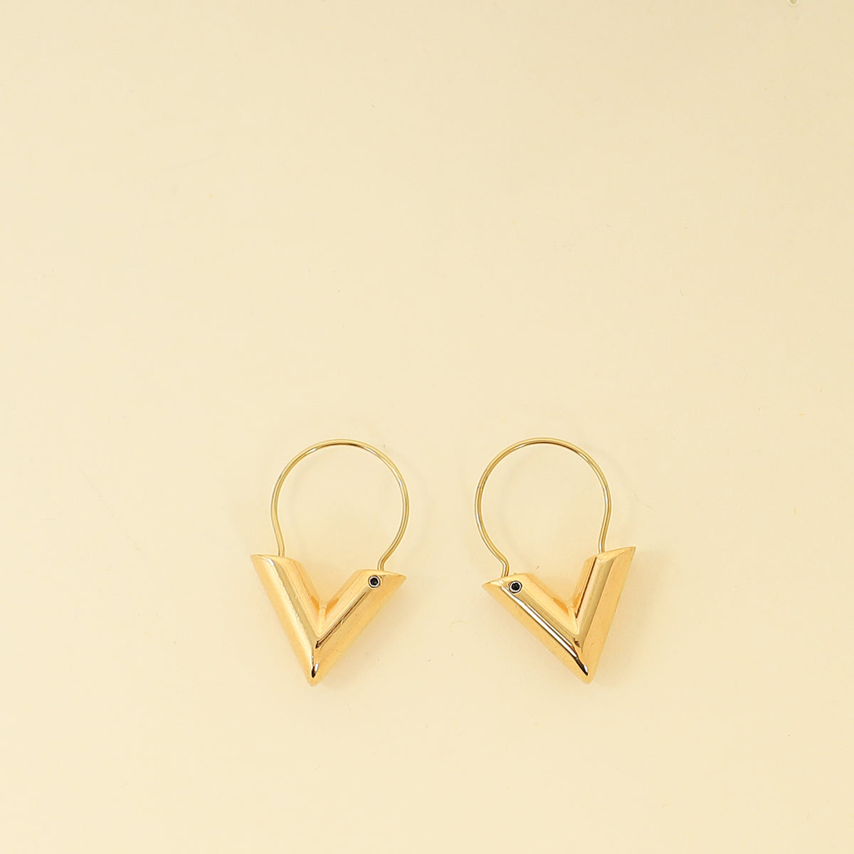 Louis Vuitton Gold Finish Essential V Hoops Earrings