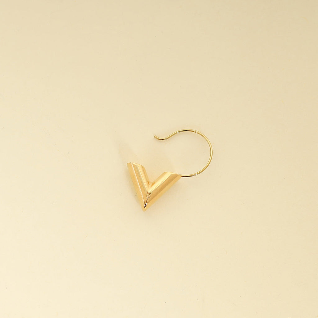 Louis Vuitton Gold Finish Essential V Hoops Earrings
