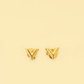 Louis Vuitton Gold Finish Essential V Stud Earrings