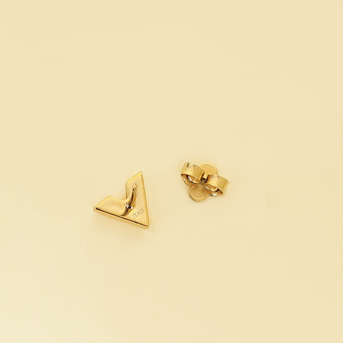 Louis Vuitton Gold Finish Essential V Stud Earrings