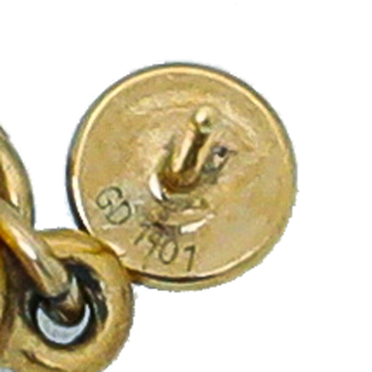 Louis Vuitton Gold Finish Damier Perle Pearl Earrings