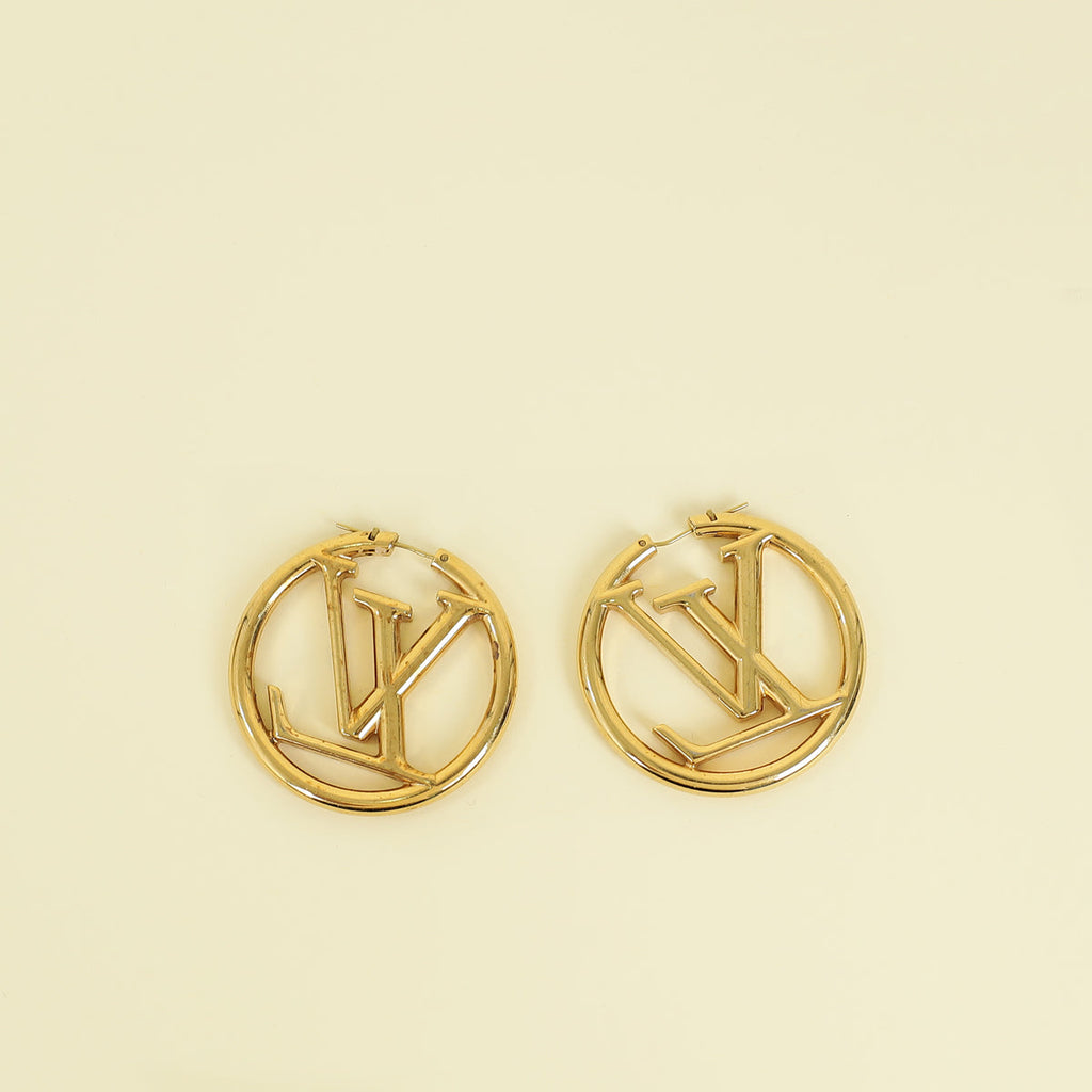 Louis Vuitton Gold Louise Hoop GM Earrings