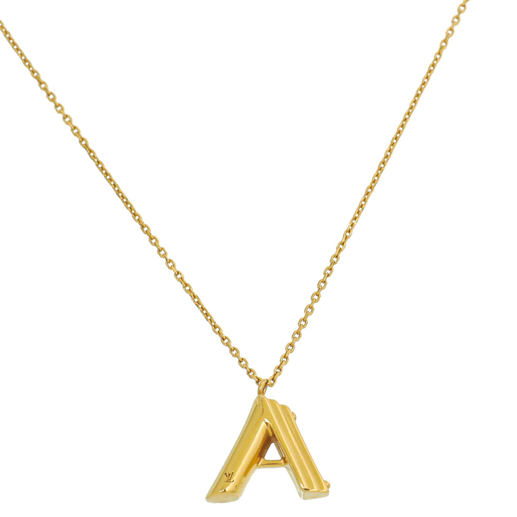 Louis Vuiiton Gold Finish LV & Me "A" Necklace