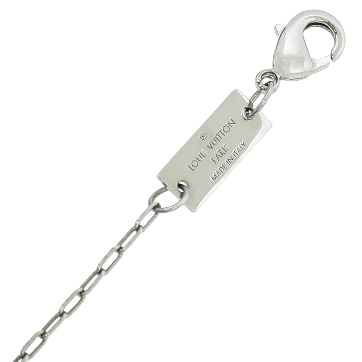 Louis Vuitton Silver Finish Monogram Square Pendant Necklace