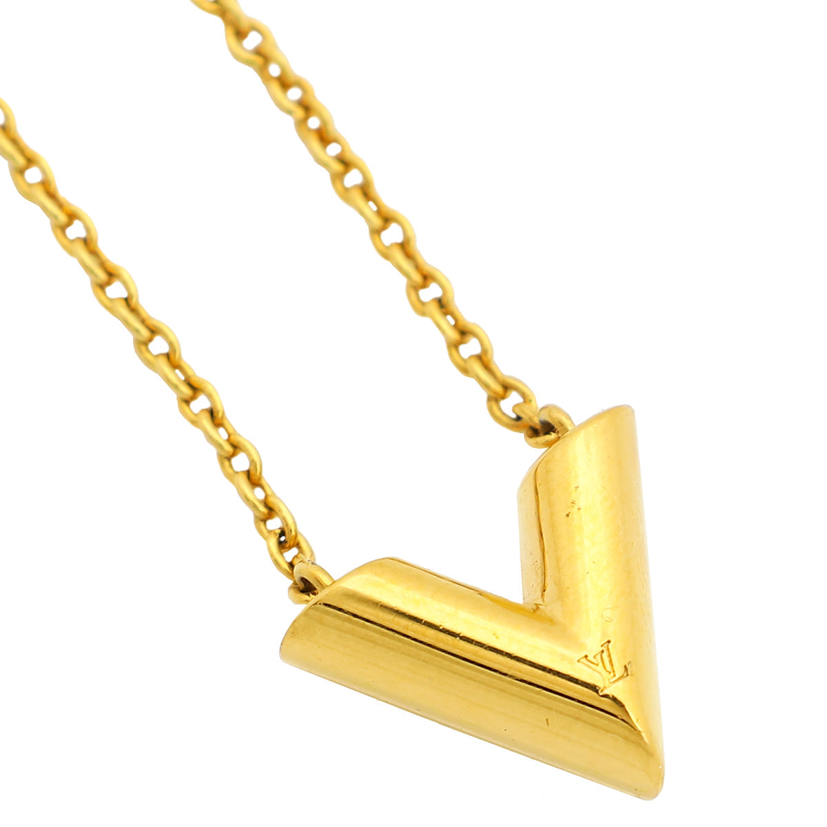Louis Vuitton Gold Finish Essential V Necklace