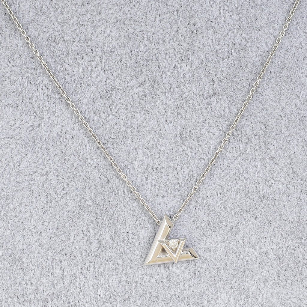 Louis Vuitton 18K White Gold Diamond Volt One Small Pendant Necklace