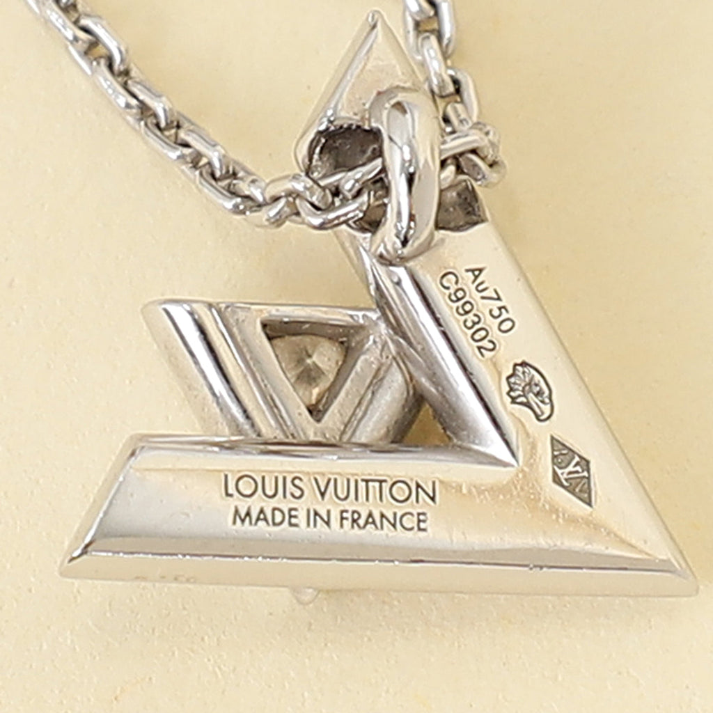 Louis Vuitton 18K White Gold Diamond Volt One Small Pendant Necklace
