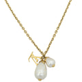Louis Vuitton Gold Finish Damier Perle Pearl Necklace