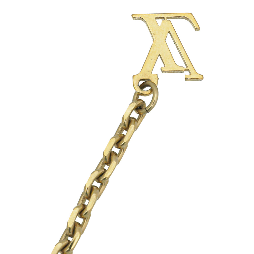 Louis Vuitton Gold Finish Damier Perle Pearl Necklace
