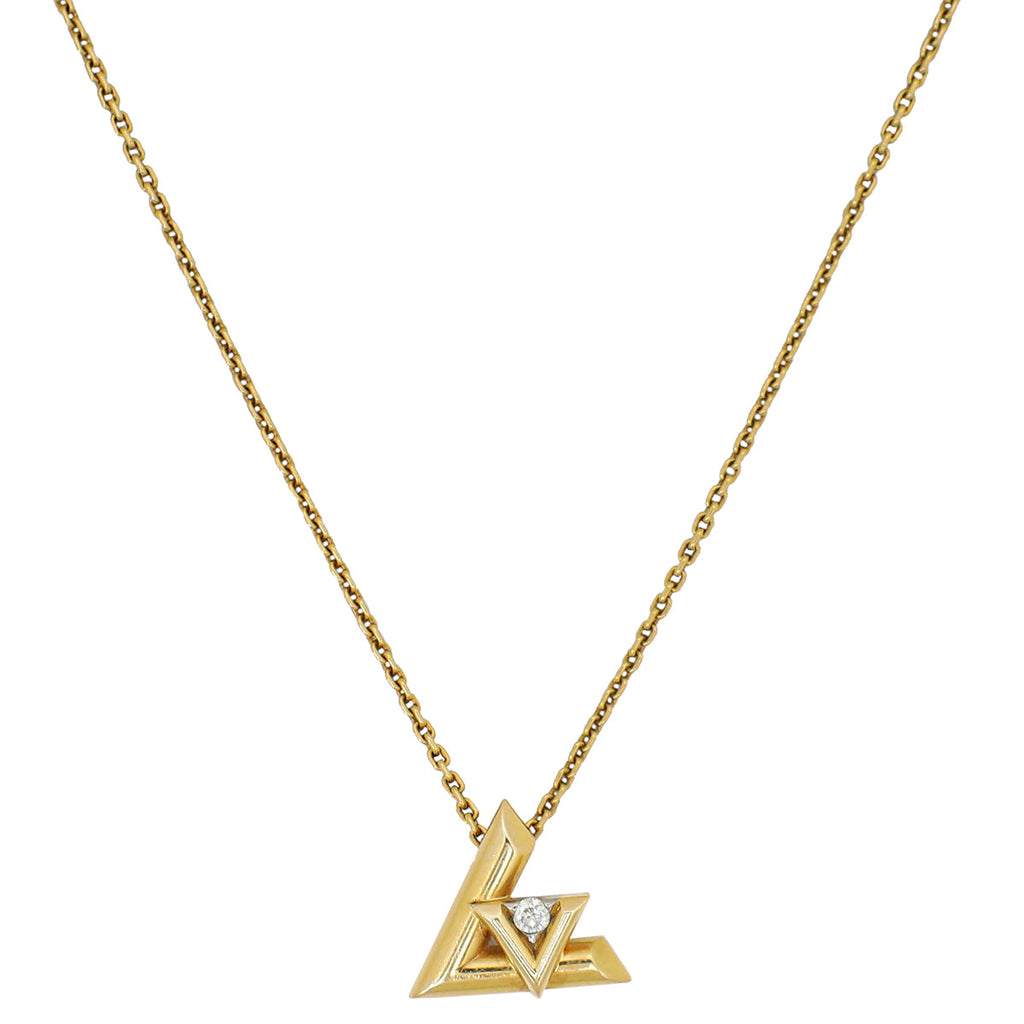 Louis Vuitton 18K Yellow Gold Diamond Volt One Small Pendant Necklace