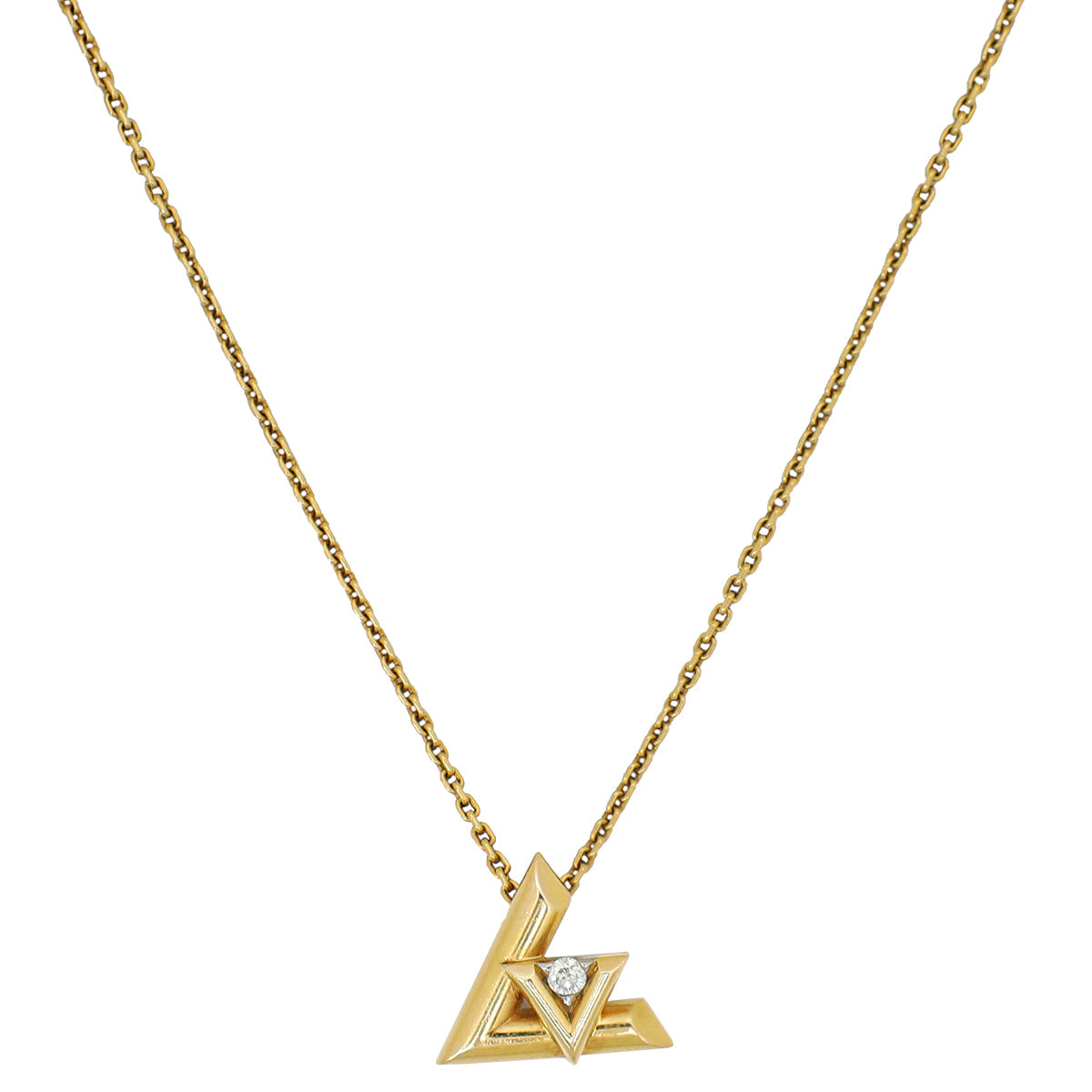 Louis Vuitton 18K Yellow Gold Diamond Volt One Small Pendant Necklace