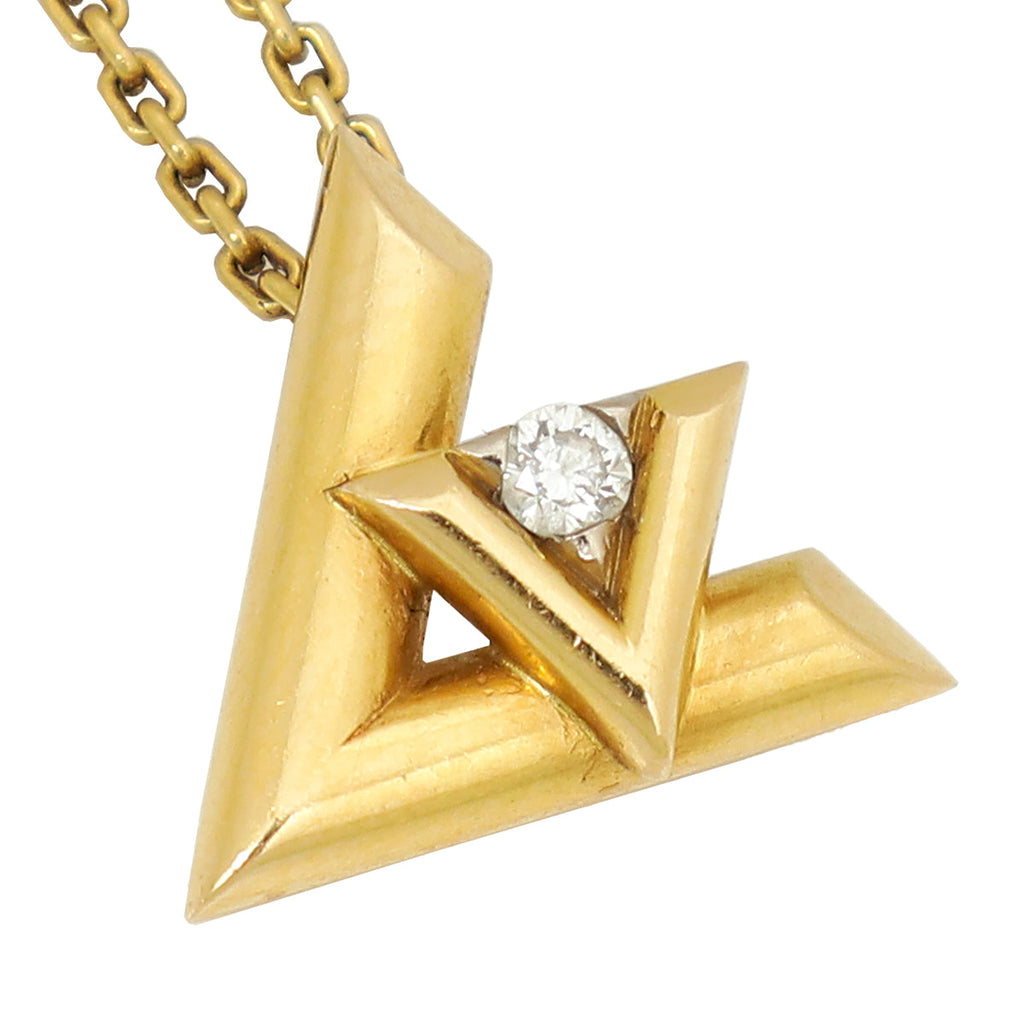 Louis Vuitton 18K Yellow Gold Diamond Volt One Small Pendant Necklace