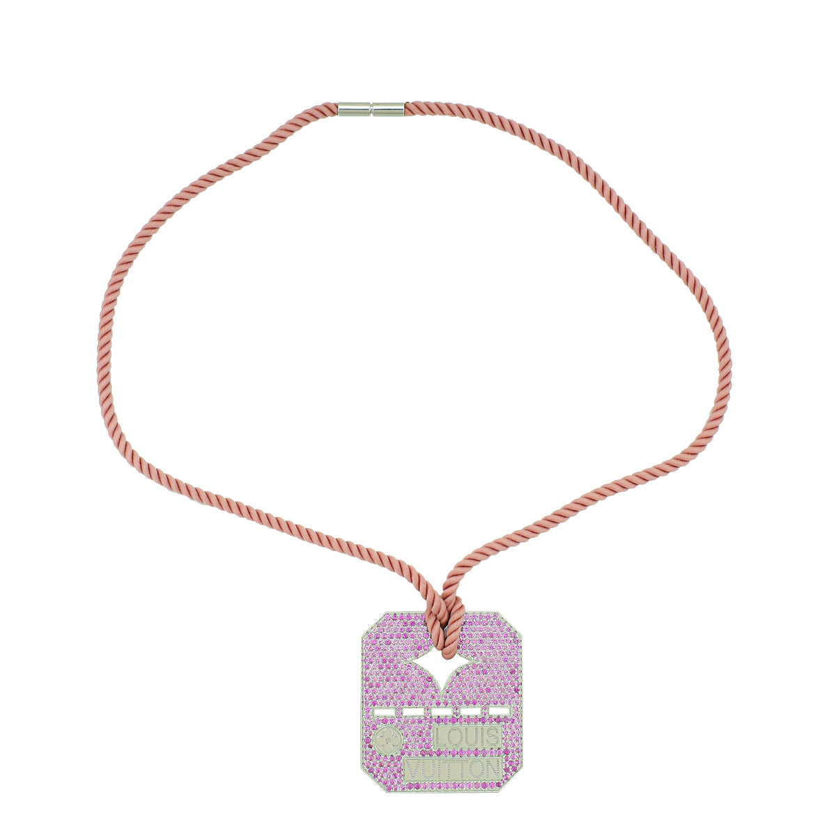 Louis Vuitton 18K White Gold Dog Tag Pendant Necklace