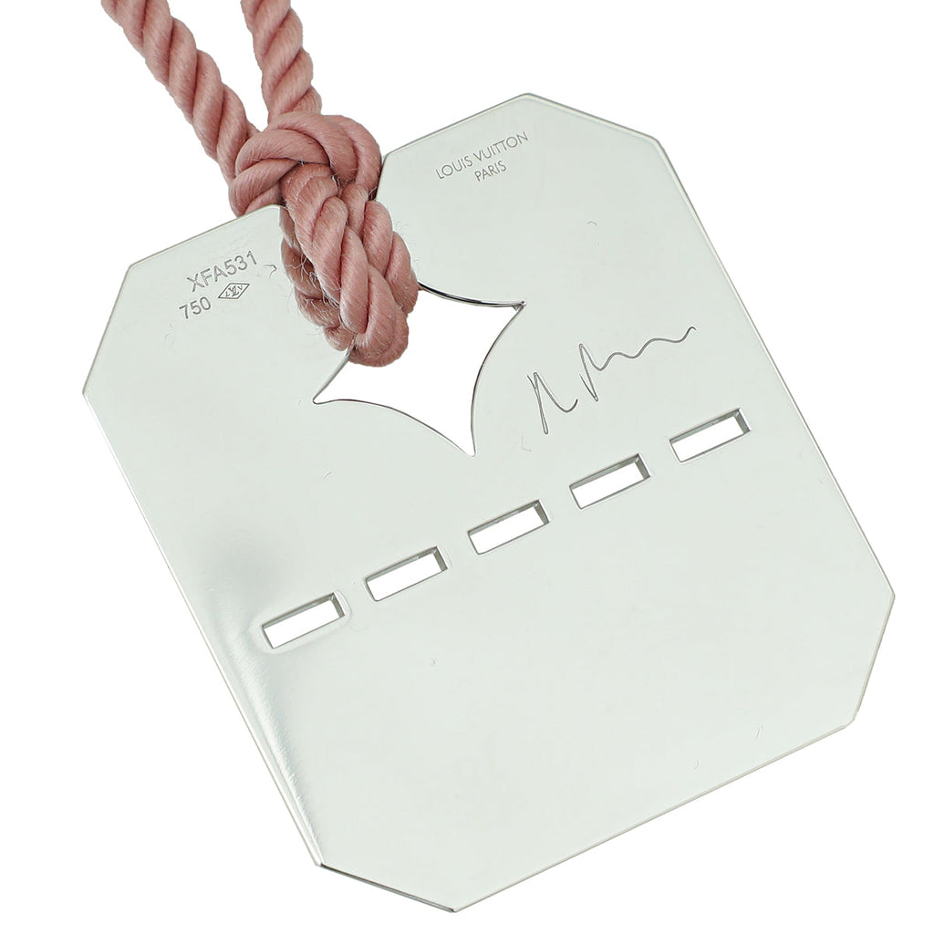 Louis Vuitton 18K White Gold Dog Tag Pendant Necklace