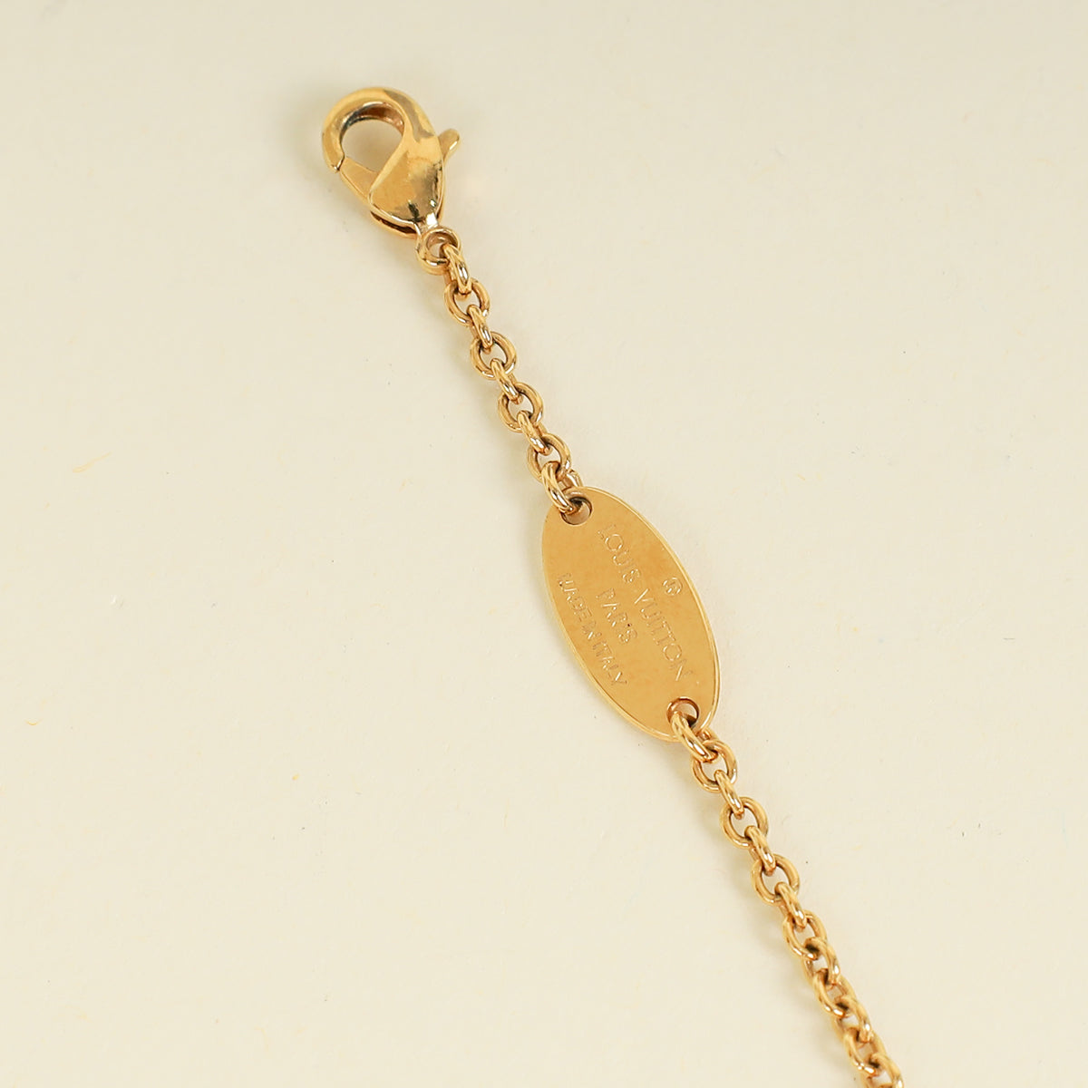 Louis Vuitton Gold Mother of Pearl Circle Logo Pendant Necklace