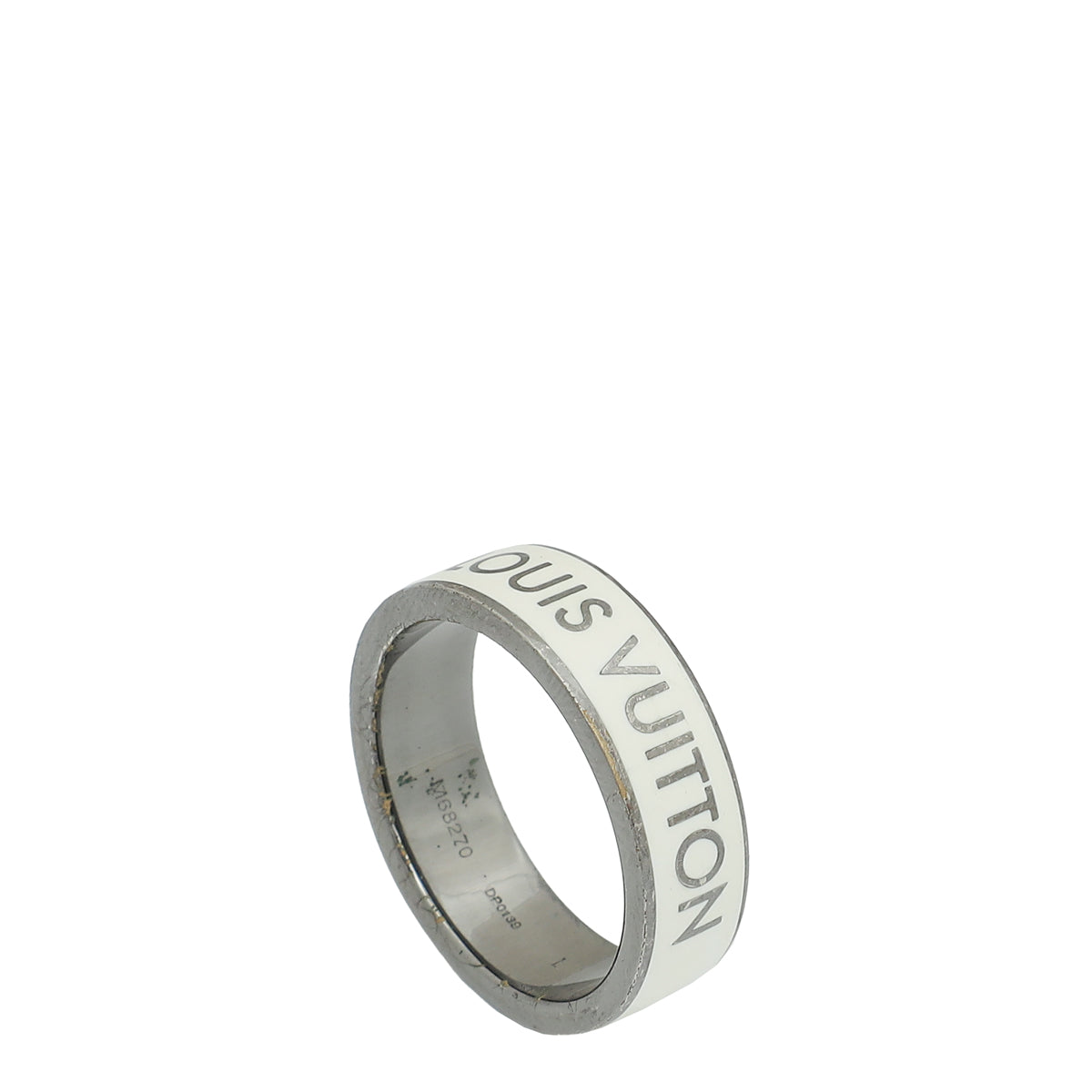 Louis Vuitton White Monogram Large Enamel Men's Ring 63