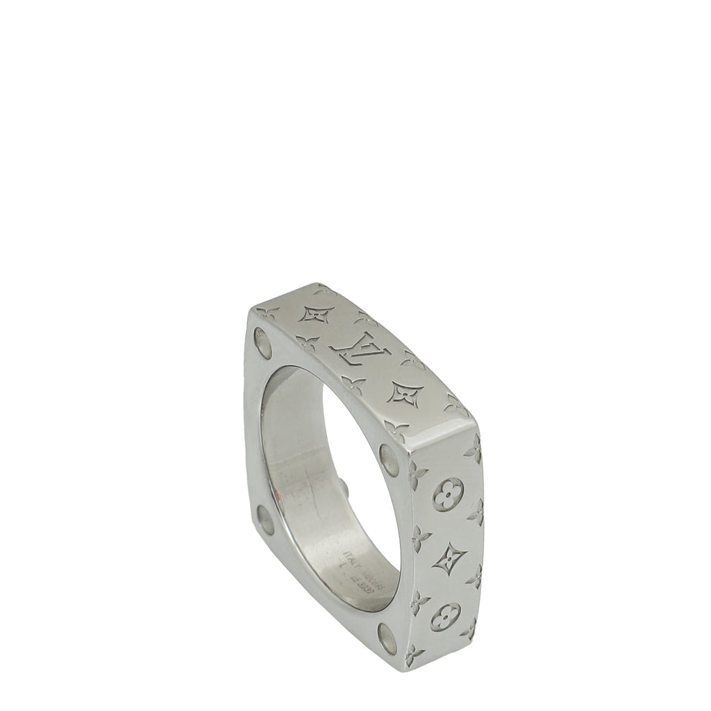 Louis Vuitton Silver Monogram Bold Ring 62
