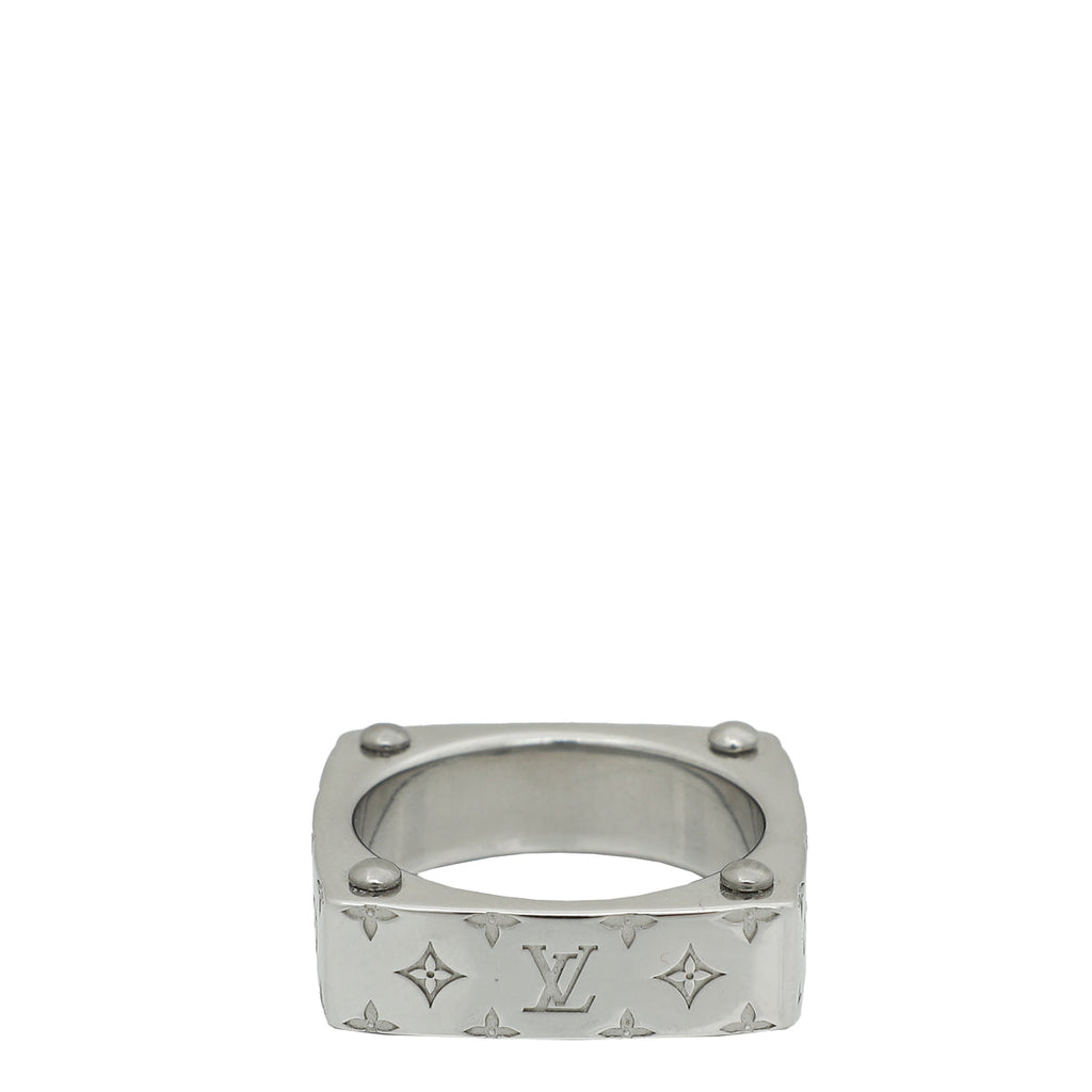 Louis Vuitton Silver Monogram Bold Ring 62