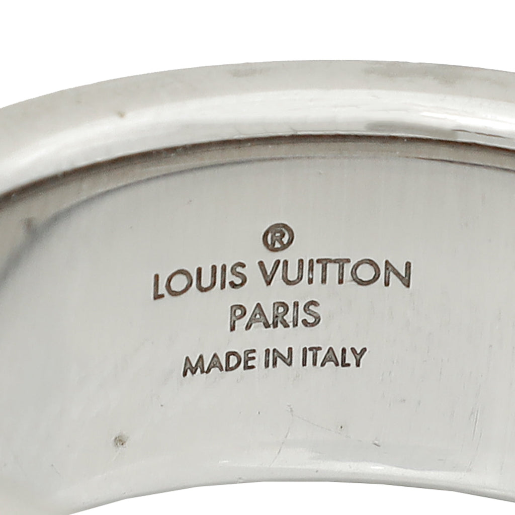 Louis Vuitton Silver Damier Signature Men's Ring 63