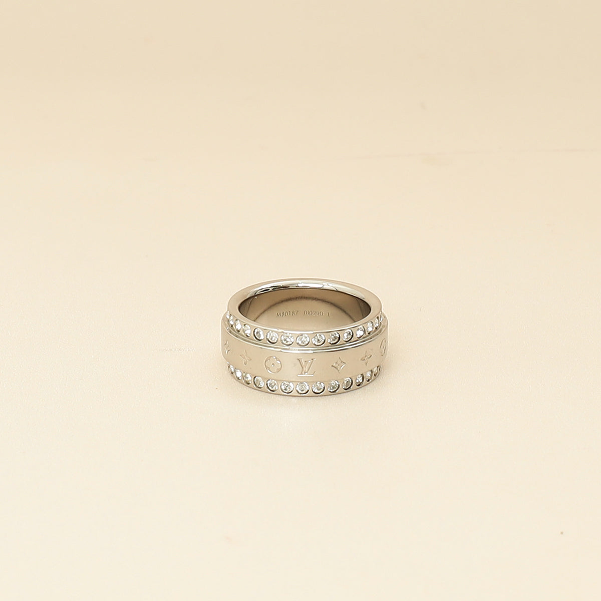 Louis Vuitton Silver Crystal Catch Ring 59