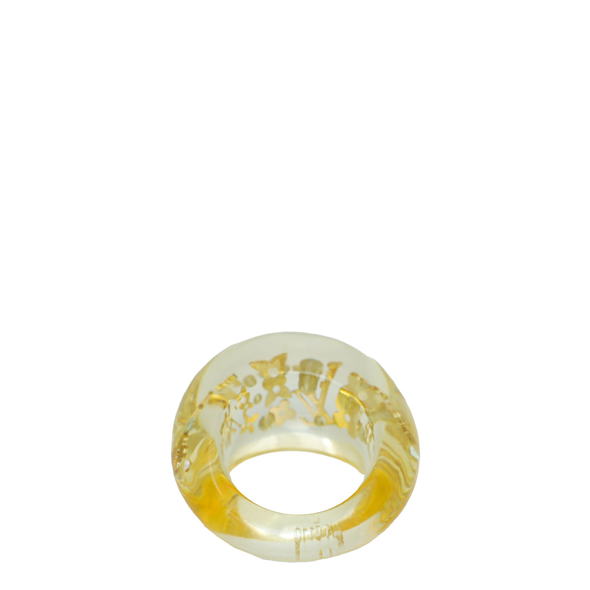 Louis Vuitton Light Yellow Monogram Clear Resin Inclusion Large Ring