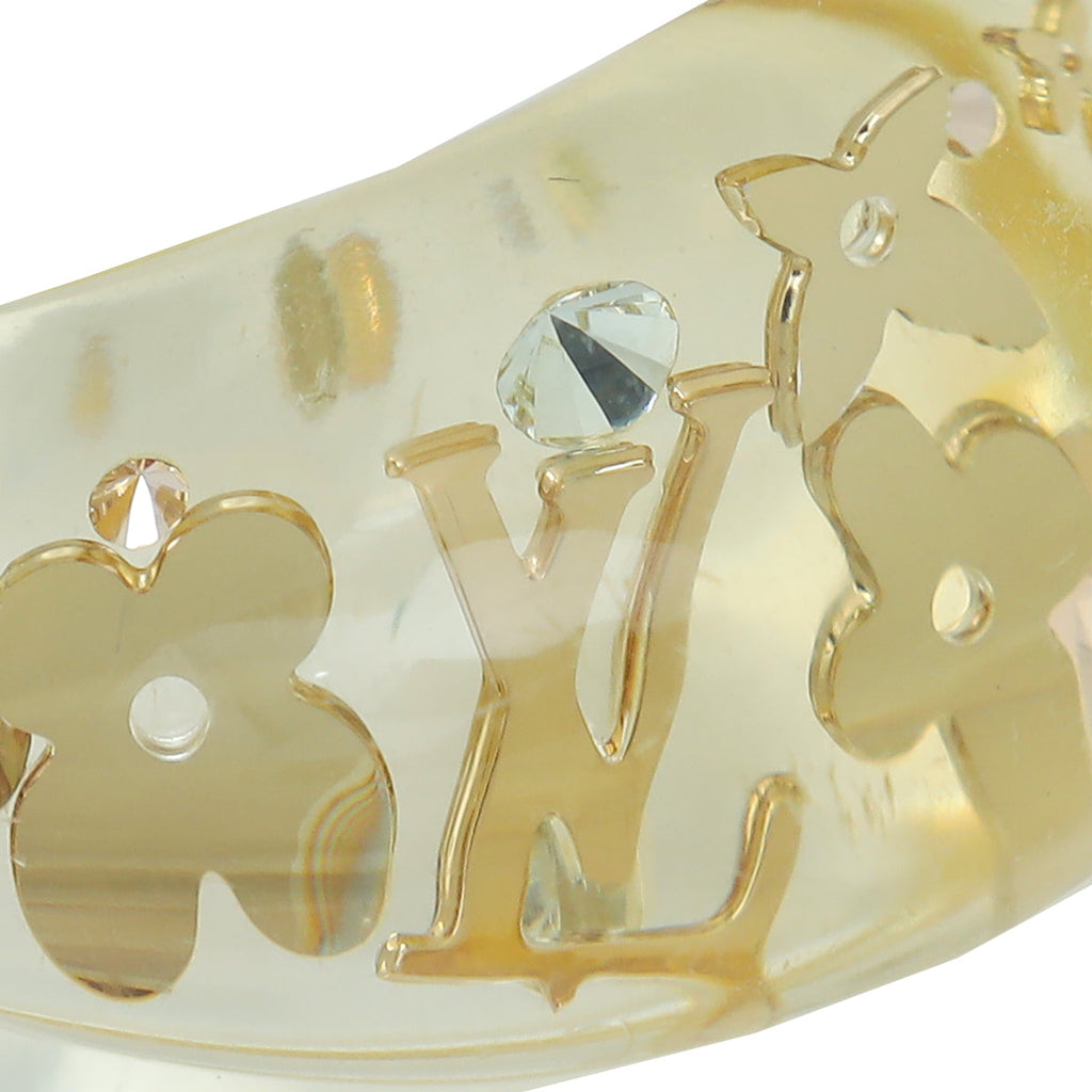 Louis Vuitton Light Yellow Monogram Clear Resin Inclusion Large Ring