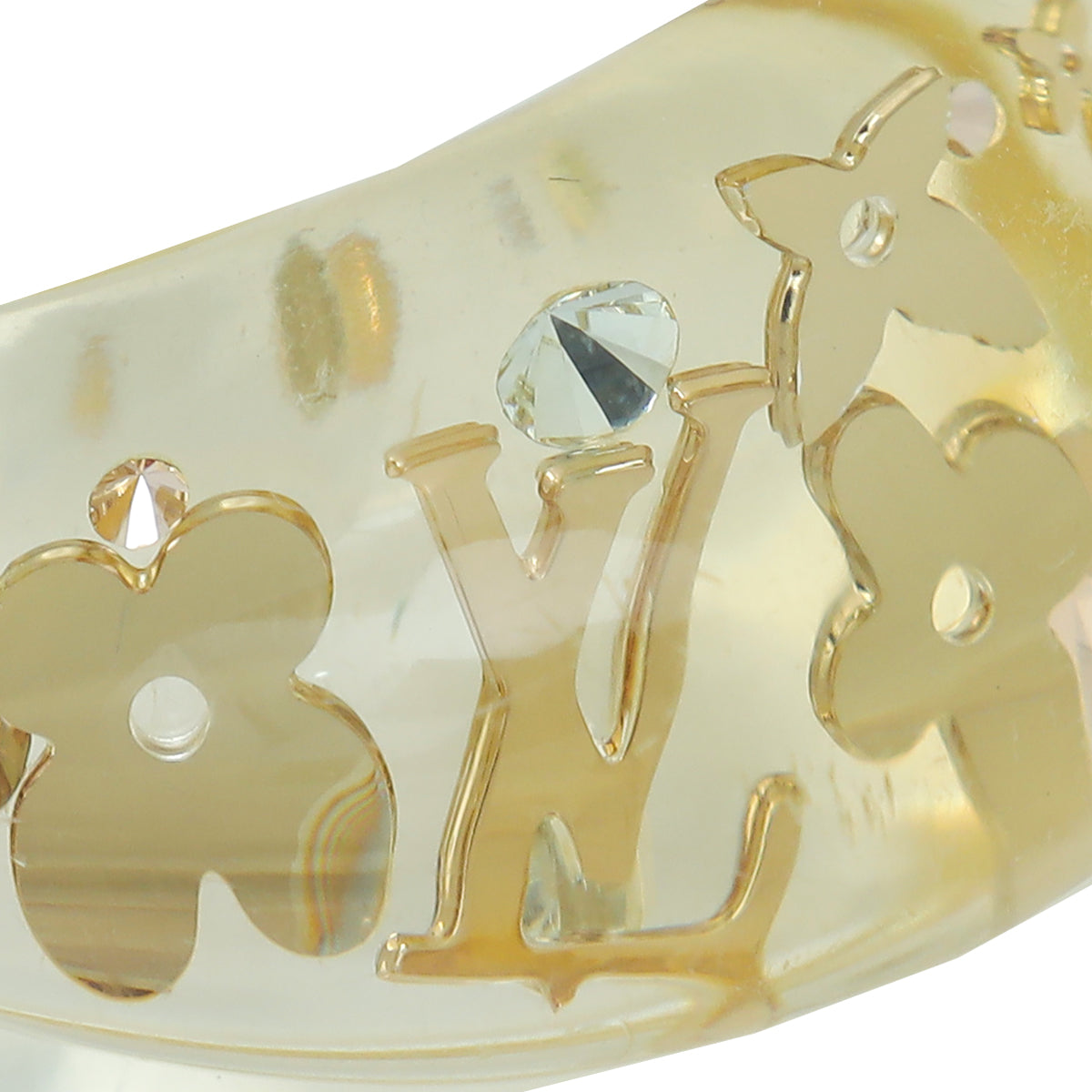 Louis Vuitton Light Yellow Monogram Clear Resin Inclusion Large Ring