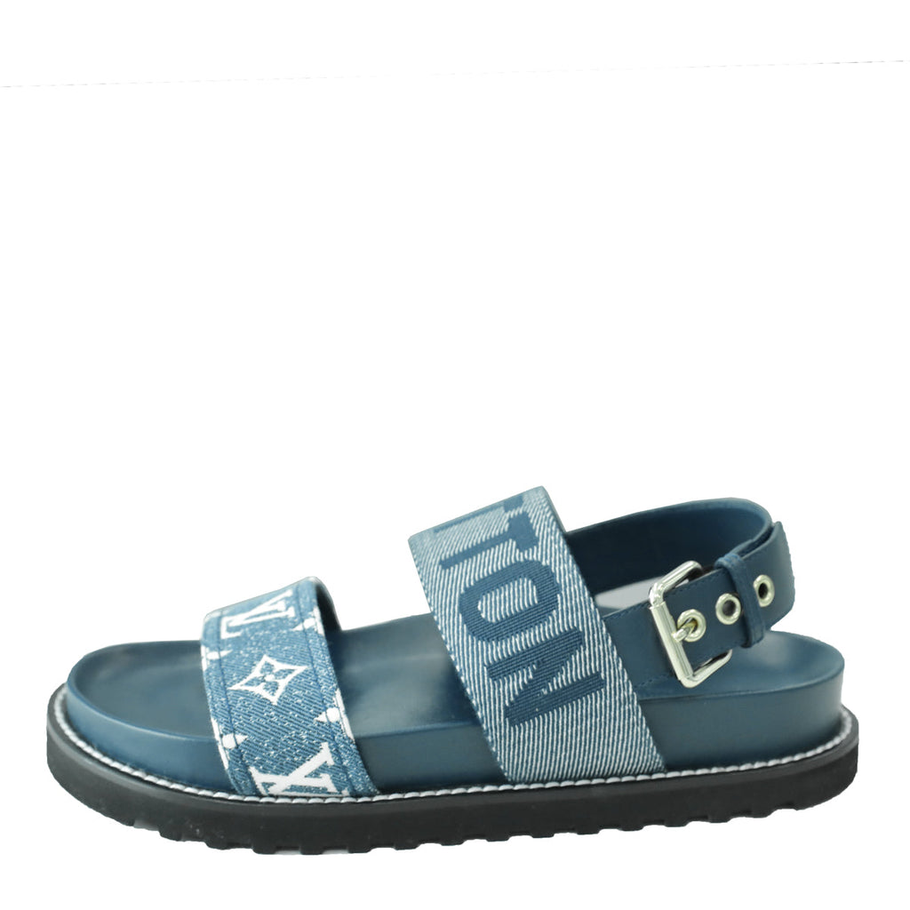 Louis Vuitton Navy Blue Paseo Flat Comfort Sandal 38