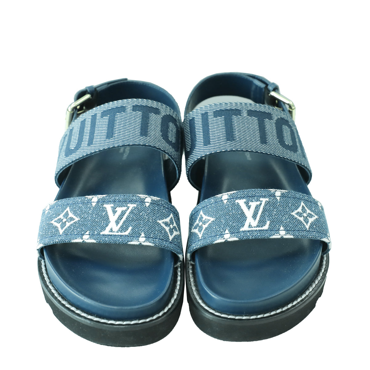 Louis Vuitton Navy Blue Paseo Flat Comfort Sandal 38