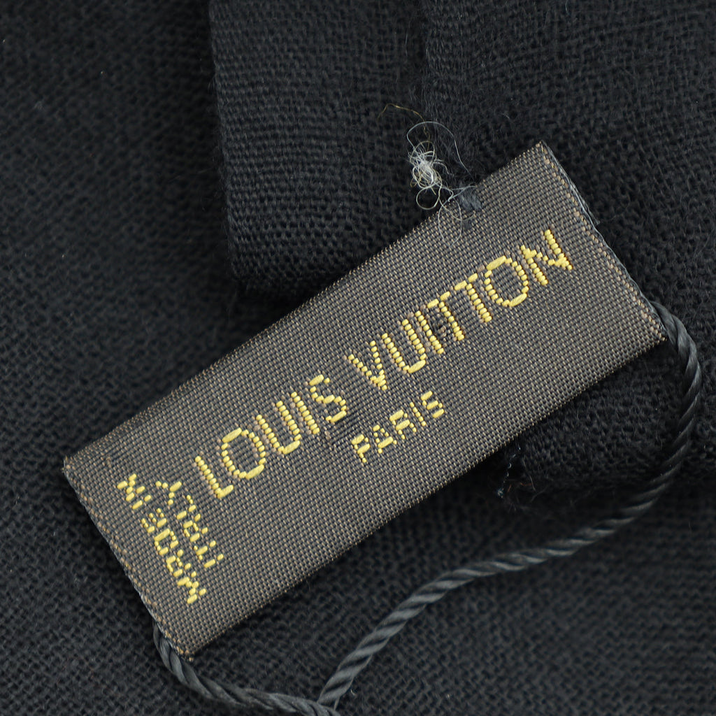 Louis Vuitton Black Logo Signature Logo Cashmere Scarf