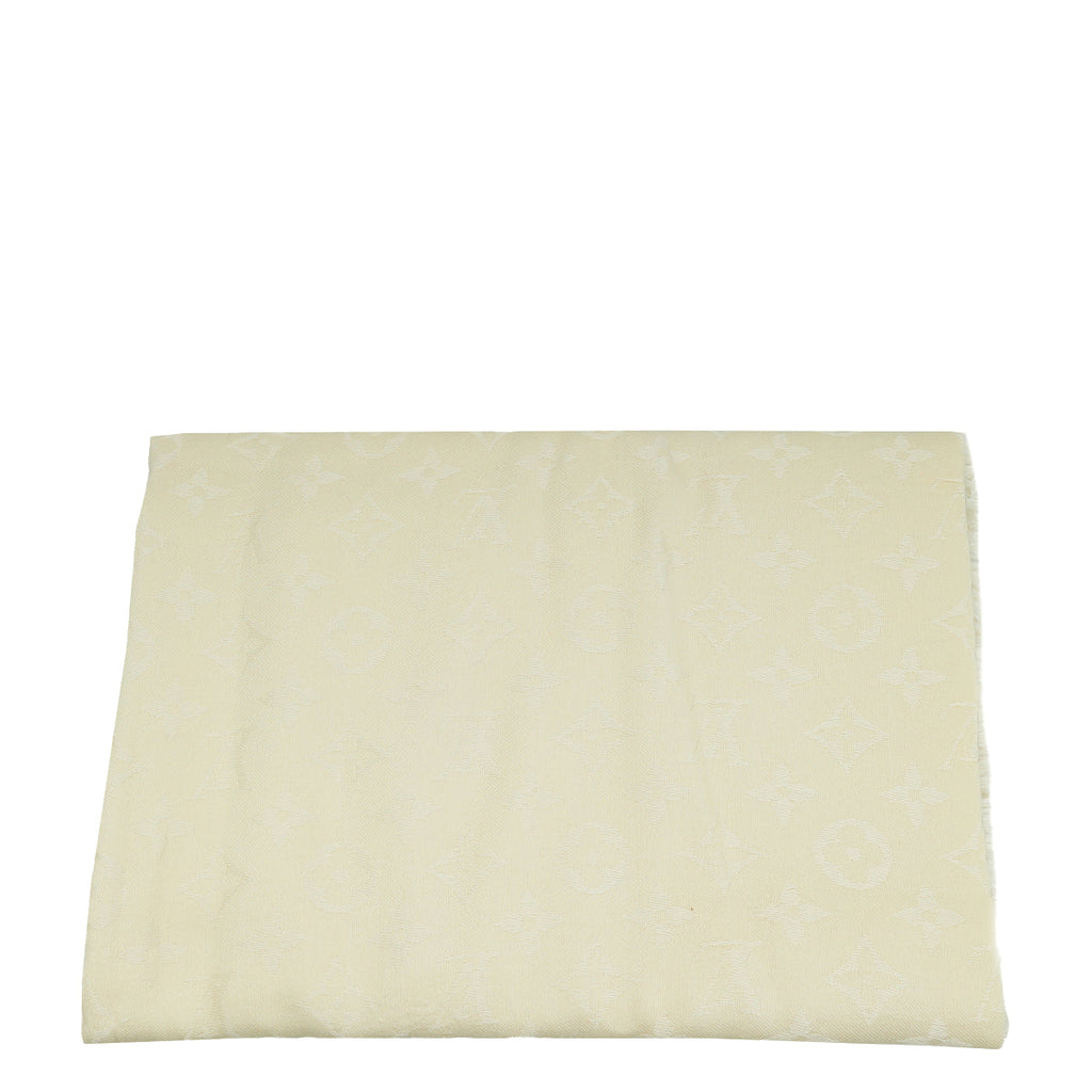 Louis Vuitton Beige Silk Wool Monogram Shawl