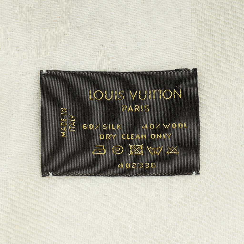 Louis Vuitton Beige Silk Wool Monogram Shawl