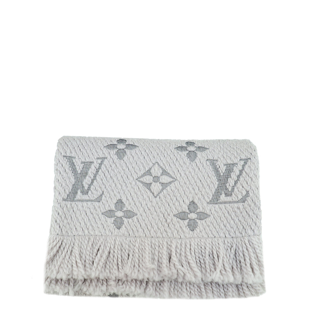 Louis Vuitton Grey Monogram Logomania Wool Silk Scarf