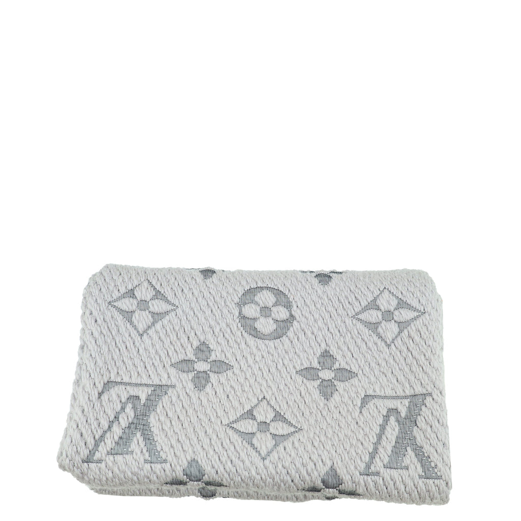 Louis Vuitton Grey Monogram Logomania Wool Silk Scarf