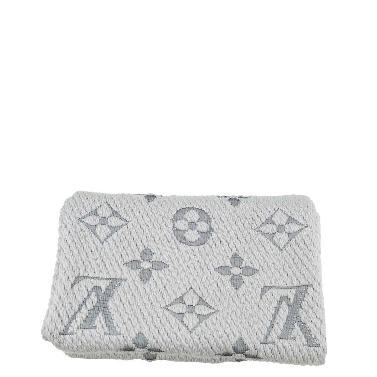 Louis Vuitton Grey Monogram Logomania Wool Silk Scarf