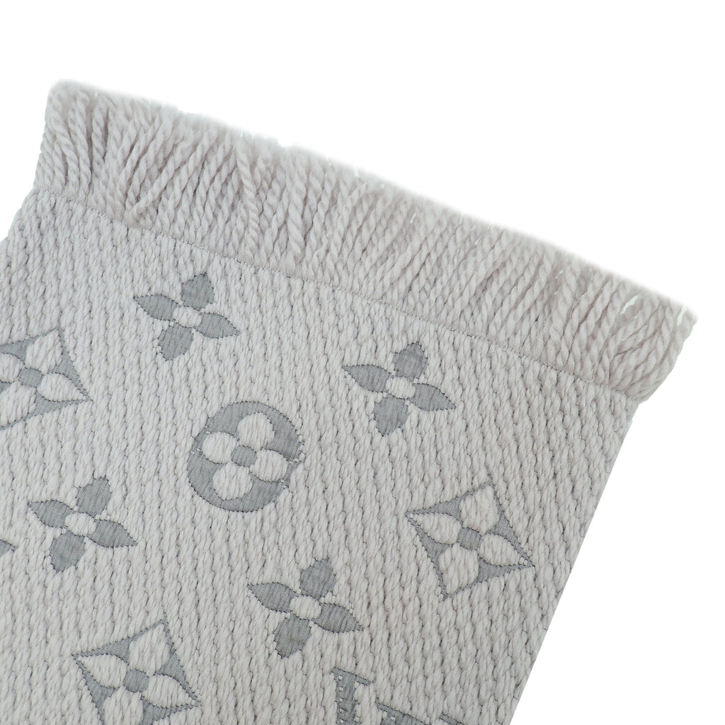 Louis Vuitton Grey Monogram Logomania Wool Silk Scarf