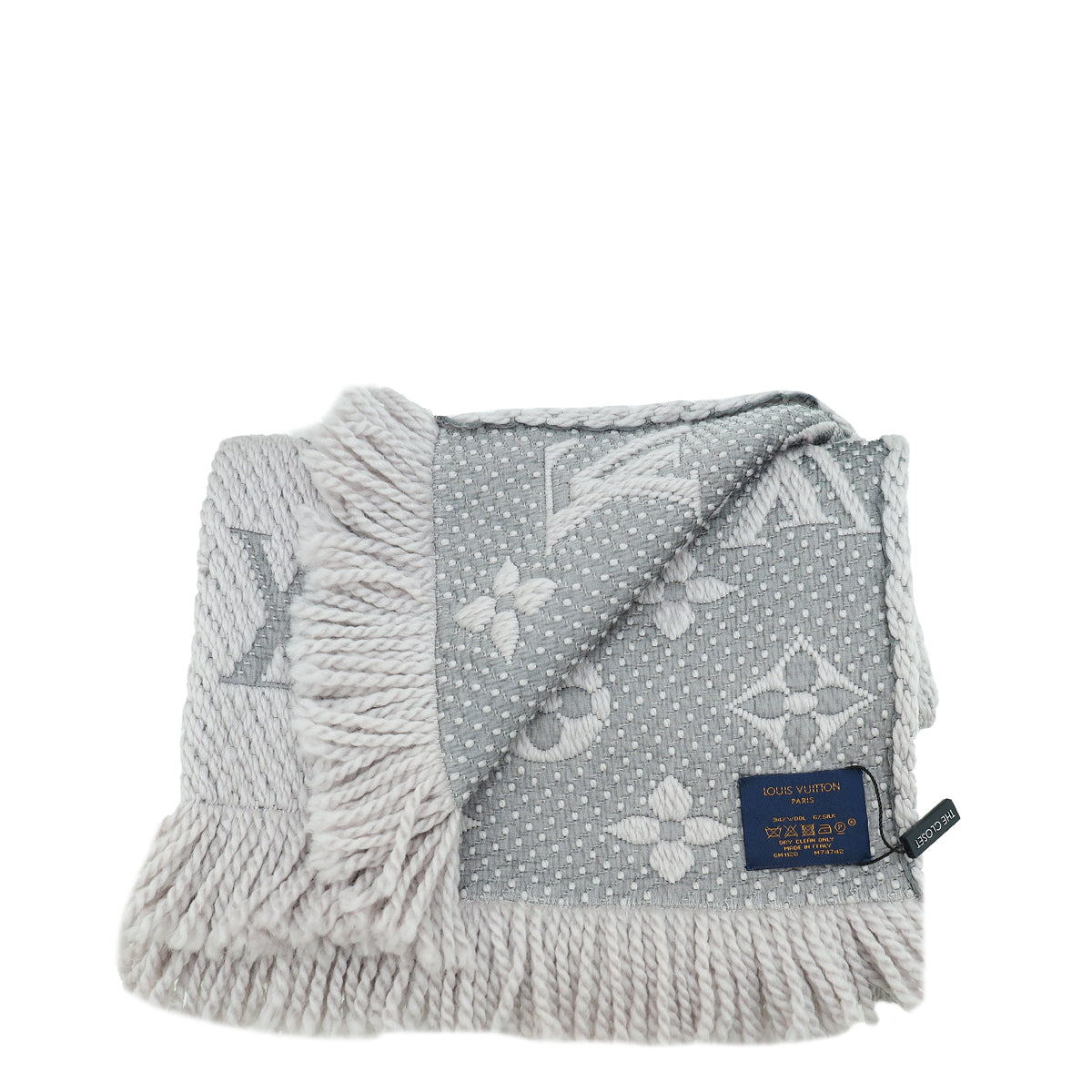 Louis Vuitton Grey Monogram Logomania Wool Silk Scarf