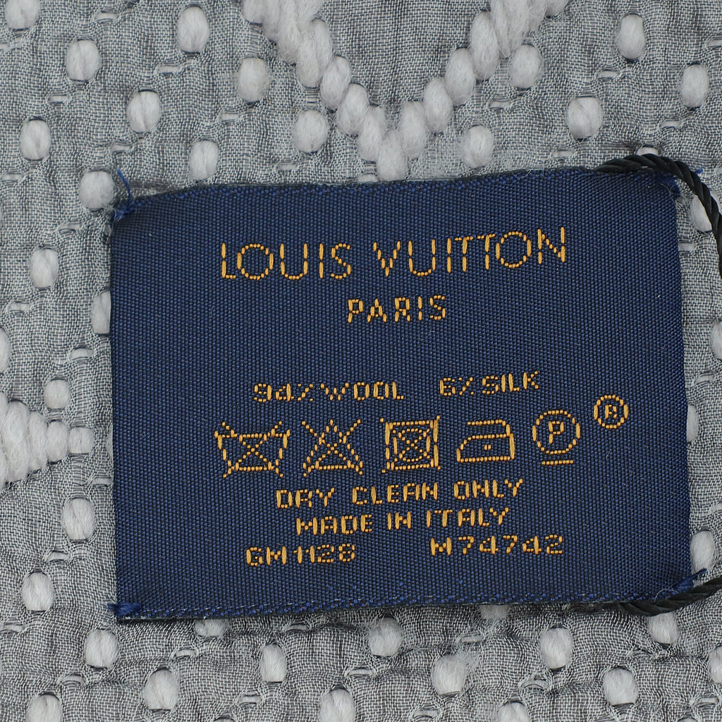 Louis Vuitton Grey Monogram Logomania Wool Silk Scarf